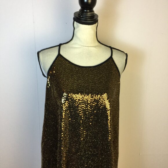 Torrid Cami Tank Top 2X Womans Plus Black Gold Sequin Sleeveless Holiday Sparkle - Picture 11 of 15